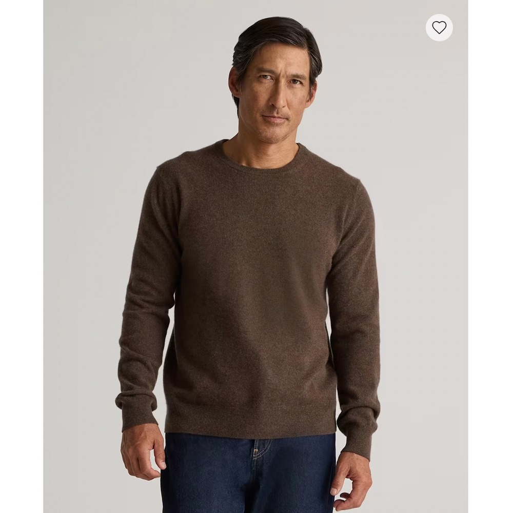 Quince Mens Mongolian Cashmere Crewneck Sweater Brown Large STIEC01